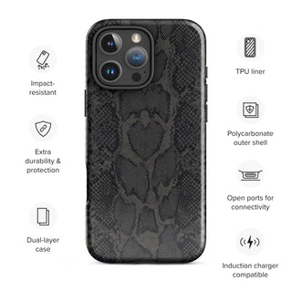 Tough iPhone Case in Black Python - ALK DESIGNS